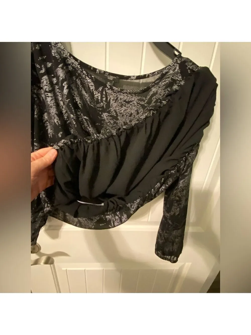 ANN TAYLOR Factory - Black/silver Shear Top with Solid Black Tank Size PM